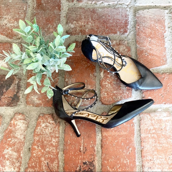 Sam Edelman Shoes - Sam Edelman strappy studded leather black heels